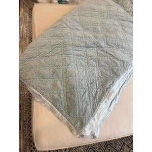 Pottery Barn Washed Velvet Greenish Satin Trim Bedspread & Sham King
